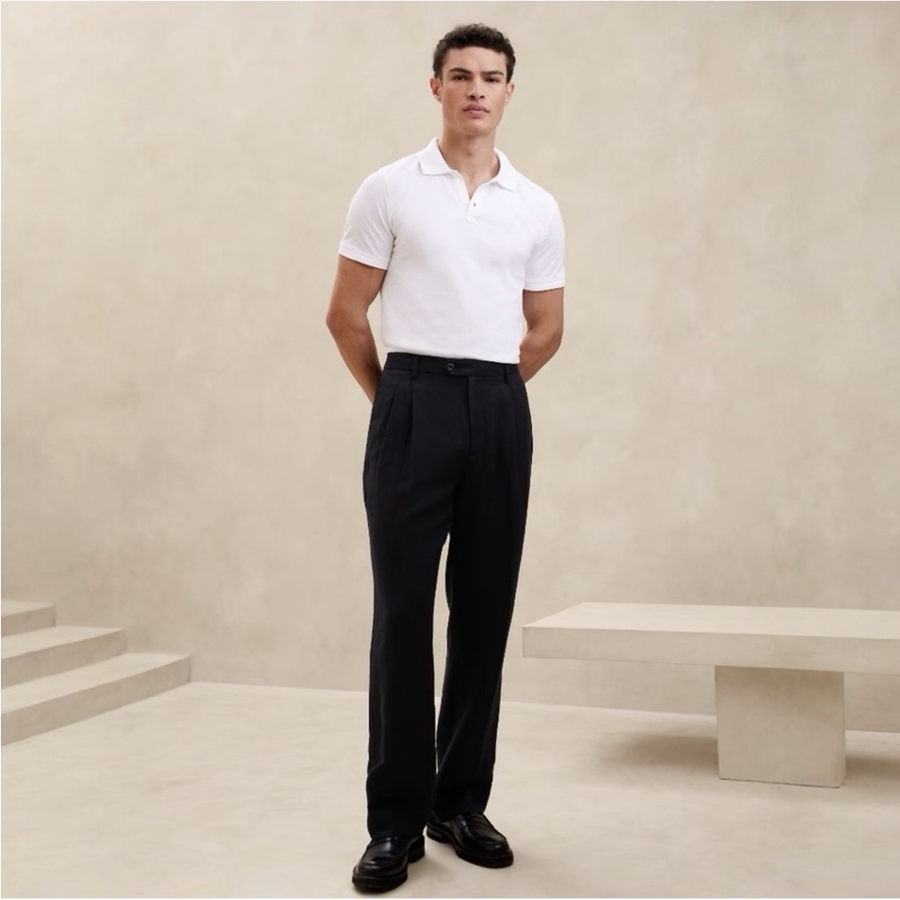 Banana Republic LINEN-BLEND RELAXED WIDE PANT NWT 35 X 32